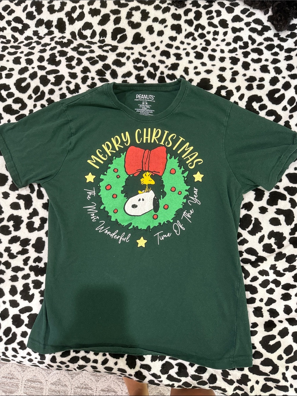 Peanuts Green Snoopy Merry Christmas Graphic Tee